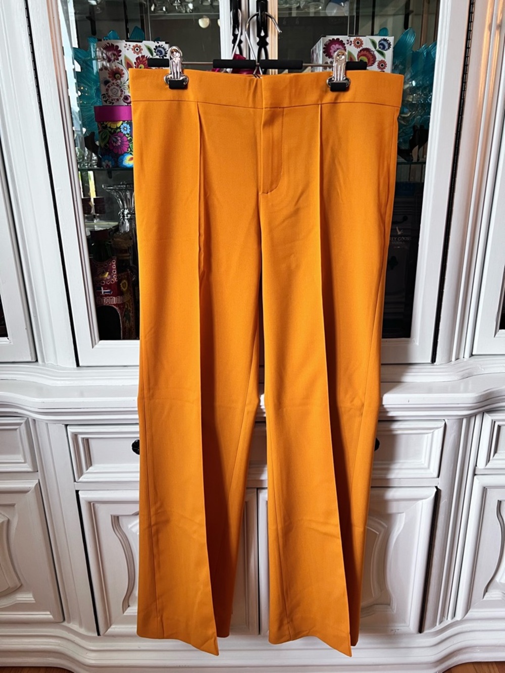 Zara Mustard-Yellow Seamed Tailored Trousers L